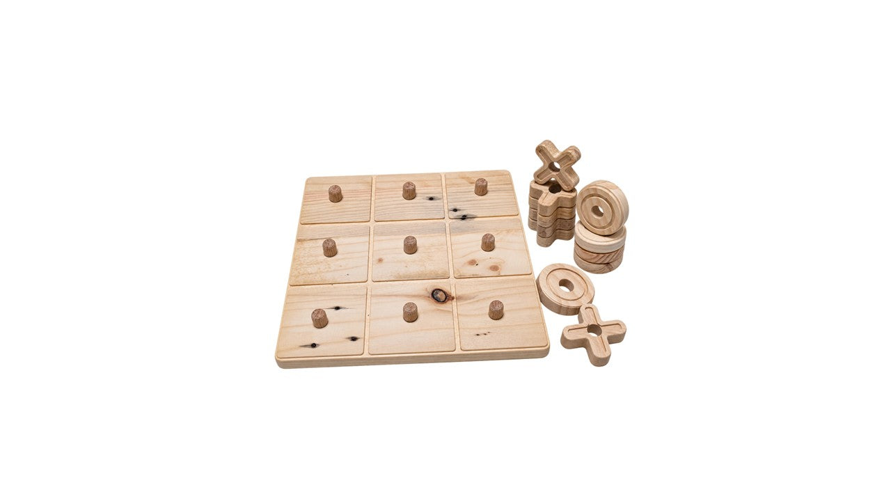 Juego de Tic-Tac-Toe de Madera Hecho a Mano – Madera Reciclada